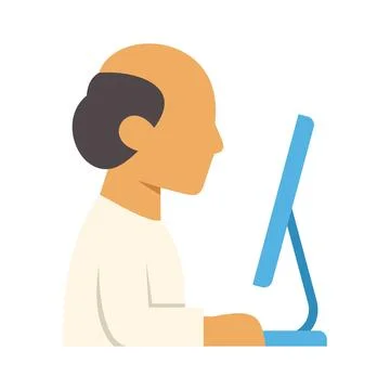 Man working on computer programming and data analysis イラスト素材