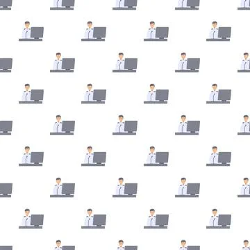 Man working on computer seamless background pattern Stock-Illustration