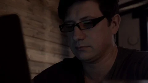 Man working on computer in slow motion Stock Footage 72283244