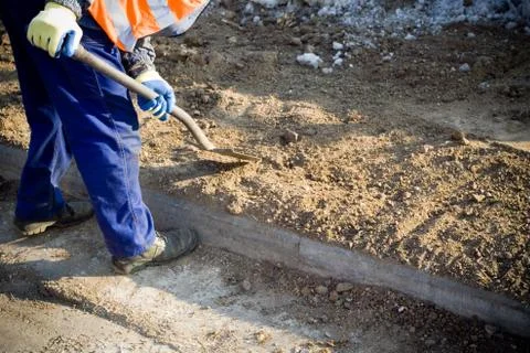 Man working on construction site Foto stock