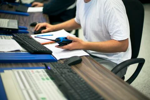 Man working in control room Stock Photos