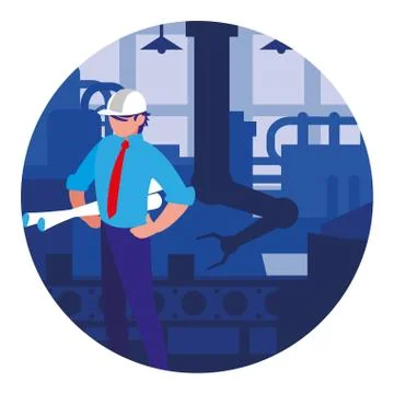 Man working on the conveyor Stock Illustration