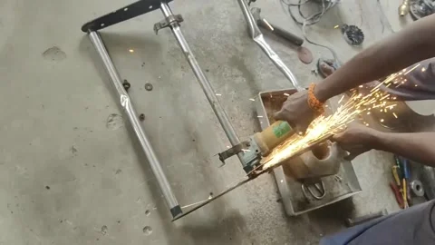 Man working with a cutting machine Stock Footage 305294204