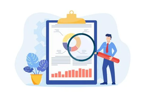 Man working on data analysis Stock Illustration
