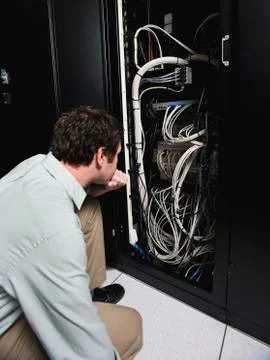 Man working in data center Stock Photos