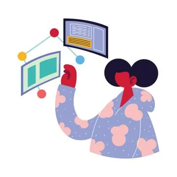 Man working on data on computer. 스톡 일러스트