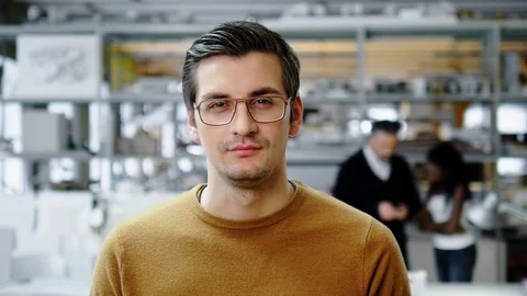 Man working in design and engineering architecture office Stock Footage 85877859