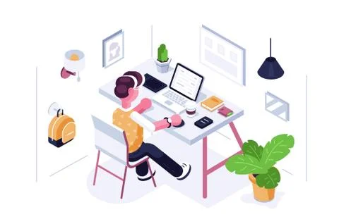 Man working at desk Stock Illustration