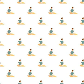 Man working at desk seamless pattern design Illustrazione stock