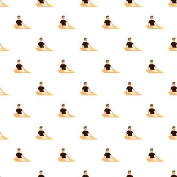 Man working at desk seamless pattern background Stock Illustration