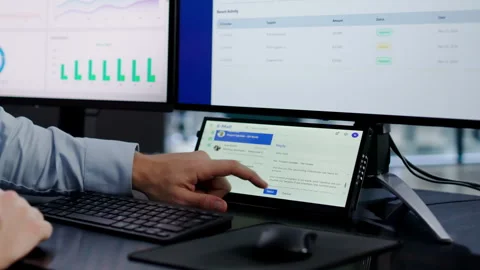 Man Working On Desktop Computer Screen Stock Footage 328395031