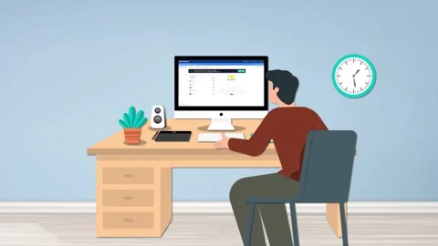 Man working on a desktop Stock Footage 268575335