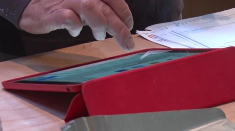 Man Working on Digital Tablet 動画素材 49587786