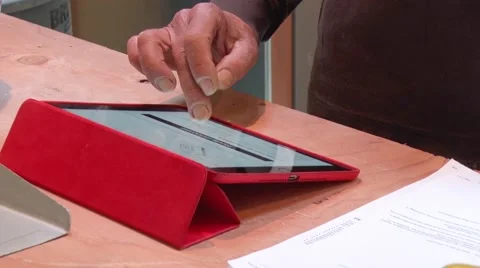 Man Working on Digital Tablet 動画素材 49592932