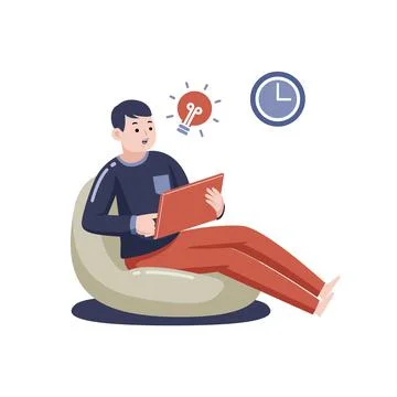 Man working with digital tablet with vector illustration with flat design. Stock Illustration