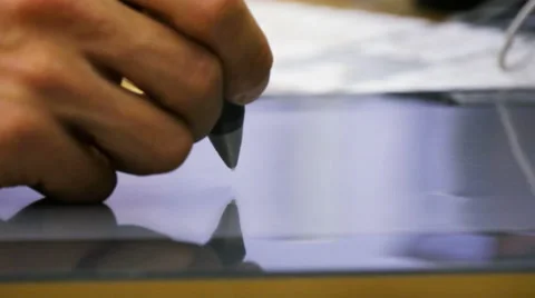 Man working with drawing tablet for a computer 4k Video stock 41828863