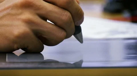 Man working with drawing tablet for a computer 4k Stock Footage 42501451