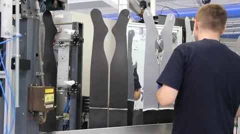 Man working in a factory of socks Stock Footage 11019471