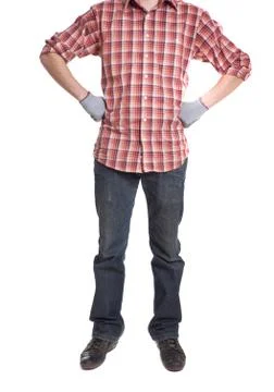 Man in a working form, and work gloves Stock Photos