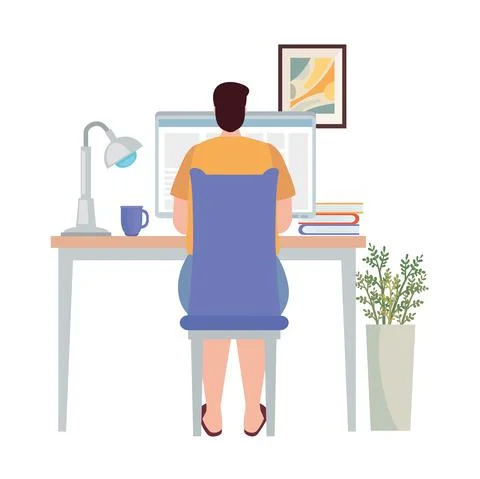 Man working freelancer Stock Illustration