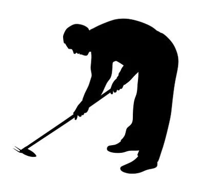 Man working in the garden with weeding hoe Stock Illustration