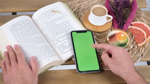 Man working green screen phone Stock-Footage 236380571