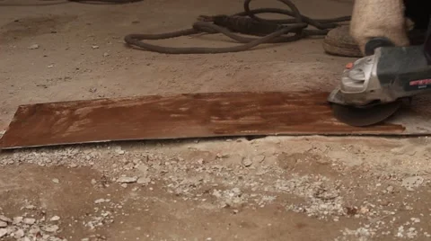 Man working with grinder machine Stock Footage 46223924