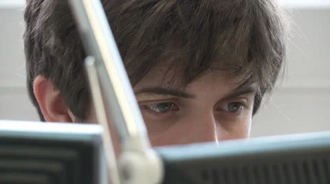 Man working at his computer Stock Footage 25276859