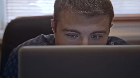 Man Working With His Computer Stock Footage 69069284