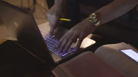 Man Working at His Computer Video stock 208710354