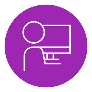 Man working at his computer line icon イラスト素材