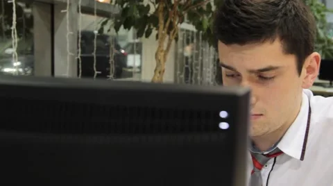 Man working On His Computer office 動画素材 51696540