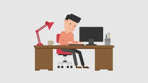 Man Working at his Desk Stock Footage 205061249