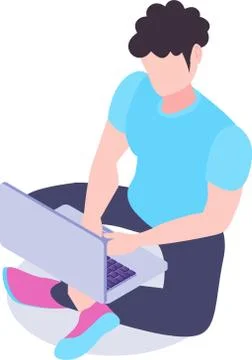 Man working on his laptop icon symbol illustration Ilustración de archivo