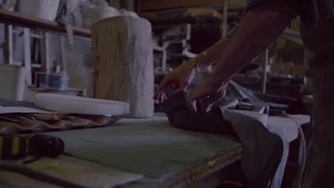 Man working on his project in the workshop Stock Footage 278991145