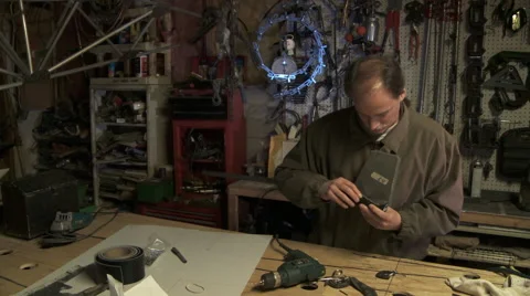 Man Working in His Shop Stock Footage 46232771