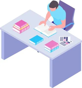 Man working on his work station illustration Ilustración de archivo
