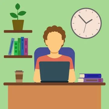 Man Working At Home Concept Stock Illustration