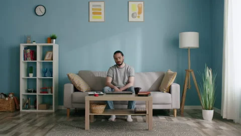 Man Is Working at Home Stock Footage 130448113
