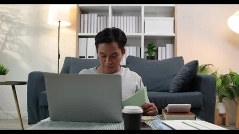 A man is working from home Stock Footage 343284905