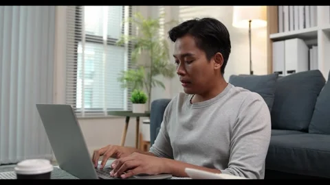 A man is working from home Stock Footage 343284921