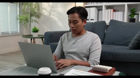 A man is working from home Stock Footage 343284922