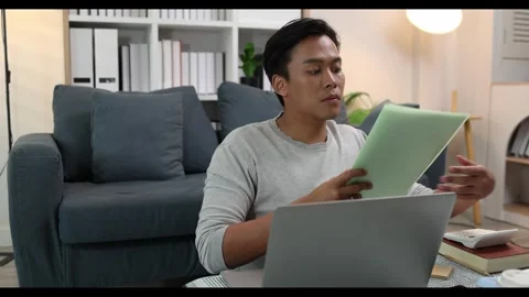 A man is working from home Stock Footage 343285334