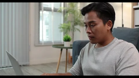 A man is working from home Stock Footage 343285359