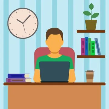 Man Working At Home Stock Illustration