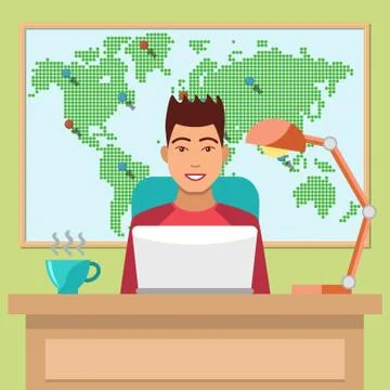 Man Working At Home Stock Illustration
