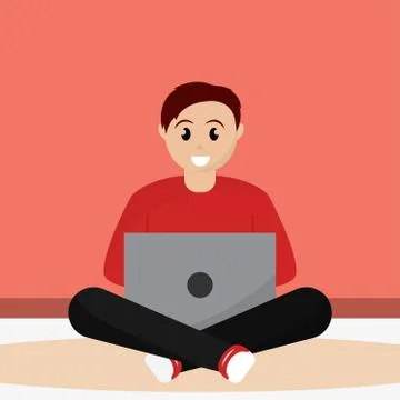 Man working in home Stock Illustration