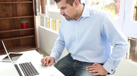 Man working at home office checking emails Stock Footage 40902857