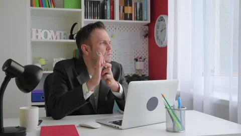 Man working at home office Stock Footage 135041628