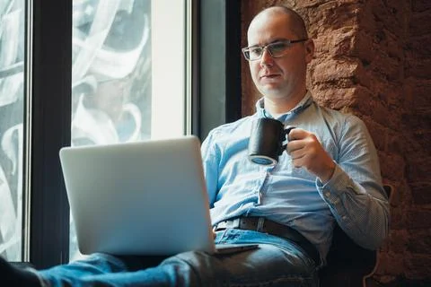 Man working at home. Stock Photos